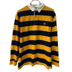 CHAPS 長袖 ラガーシャツ L イエロー ネイビー チャップス ハーフボタン ボーダー ラグビー ラガー スポーティー コットン 秋物 a804-5889