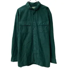 L.L.Bean 長袖 フランネルシャツ XL グリーン エルエルビーン ボタン 無地 胸ポケット コットン 長袖シャツ トップス 春秋物 a804-5893
