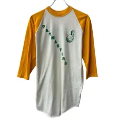 70s USA製 Sportswear 長袖 プリントTシャツ XL ホワイト イエロー スポーツウェア プルオーバー 70年代 ラグラン 七分丈 春夏物 a804-5907