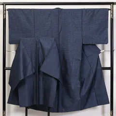 アンサンブル 男着物 本場大島紬 袷 身丈137cm 裄丈65cm 正絹 Sランク インフォーマル 棒衿 Sサイズ 証紙 亀甲 シック 落ち着き 青系 M4 1224-06238