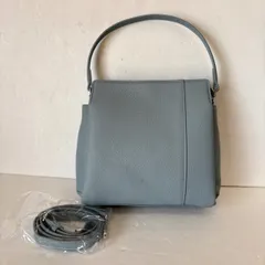 美品【BARCOS/バルコス   2WAY  レザー  ハンドバッグ】ライトブルー ショルダー付き