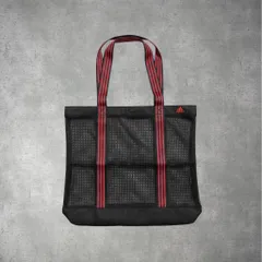 adidas メッシュトートバッグ 赤ライン スポーツバッグ 軽量 大容量 人気 0-62-810