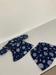 送料無料★甚平　浴衣★キッズ　子供　120 男の子★上下セット　セットアップ★ネイビー　#80420sNj99