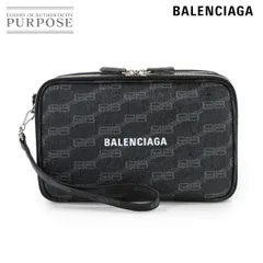 未使用 展示品 バレンシアガ BALENCIAGA BBモノグラム シグネチャー クラッチ セカンド バッグ ポーチ PVC ブラック 644432 90320752のサムネイル