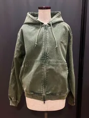 MK135 【ER263】 ハフ　HUF　ジップアップ パーカー　ウォッシュ加工　グリーン　カーキ　サイズＬのサムネイル