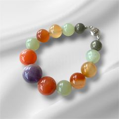 ☆天然石ブレスレット ブルーアンバー・アメジスト・グリーンメノウ