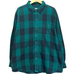 BLUE MOUNTAIN ネルシャツ XL グリーン ブラック チェック 長袖シャツ フランネル ゆるだぼ ビッグシルエット オーバーサイズ アメカジ ストリート カジュアル コットン100% ブルーマウンテン / MS665