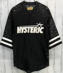 HYSTERIC GLAMOUR FLAME LOGO柄ジャカード ZIP UPシャツ ヒステリックグラマー シアーシャツ ブラック 