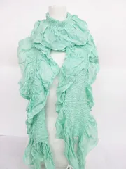 タグ付き 未使用 HIROKO KOSHINO ストール グリーン系  フリンジ付き  ヒロココシノ LF004-0420-56
