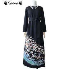 着物リメイク ロングワンピース  黒留袖 Aライン マキシ丈ドレス 友禅 作家物 笛吹き寄せ花鳥文 ブラック 黒