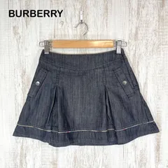BURBERRY LONDON バーバリーロンドン ノバチェック タック デニム ミニスカート ダークグレー キッズ 130cm