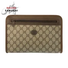 美品 GUCCI グッチ ヴィンテージ ブラウン ベージュ GGスプリームキャンバス 111 01 037 クラッチバッグ セカンドバッグ メンズ 600185【中古】