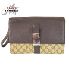 GUCCI グッチ ブラウン ベージュ シルバー金具 GGスプリームキャンバス/レザー 131213 クラッチバッグ セカンドバッグ  メンズ 601345【中古】