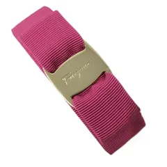 Salvatore Ferragamo バレッタ ヴァラ リボン キャンバス メッキ ゴールド ピンクのサムネイル