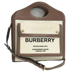 BURBERRY 2WAYバッグ レザー キャンバス アイボリー ブラウン系のサムネイル