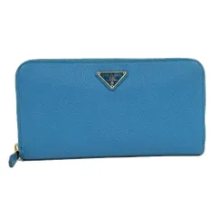 PRADA ラウンドファスナー 長財布 レザー ブルー