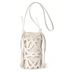 【新品】 Hikker-link 斜め掛けバッグ ワンショルダー かごバッグ スマホポーチ: 巾着型 合皮 キャンバス 柔らかい シンプル 鞄 肩掛け 縦型 小物入れ コンパクト カジュアル 日常使い デート 誕生日 女の子 彼女 ホワイト