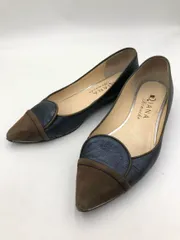 DIANA ダイアナ Romache 日本製 バイカラー フラット ローヒール パンプス size23.0/ブルー/ブラウン ■■ レディース
