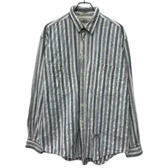80～90s Levi's 長袖 ストライプシャツ L ブルー ホワイト リーバイス ボタン ～90年代 ストライプ柄 胸ポケット 春秋物 a804-5945のサムネイル