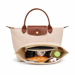 ロンシャン ルプリアージュ 対応 バッグインバッグ インナーバッグ 軽量 自立 整理 収納 トートバッグ用 (ベージュ, M) [ベージュ] [M]