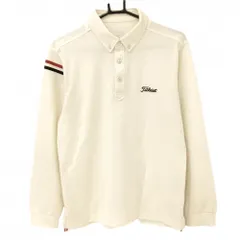 タイトリスト 長袖ポロシャツ アイボリー ロゴ黒 肩2ライン メンズ L ゴルフウェア TITLEIST