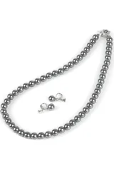 【新着商品】PLUSTER 貝パール ネックレス ピアス イヤリング セット (冠婚葬祭用 フォーマル) 真珠 ホワイト グレー パール 黒真珠 結婚式 卒業式 入学式 (ギフトボックスセット) / レディース メンズ 誕生日 ギフト プレゼント