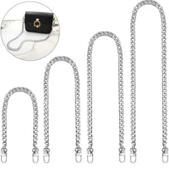 【在庫セール】バッグチェーン 4本入り バッグ持ち手 ショルダーストラップ ハンドバッグチェーン フラットチェーン30/60/100/120cm (シルバー)