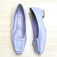 【ダイアナ DIANA】スクエアモチーフローヒールパンプス 24cm パープル