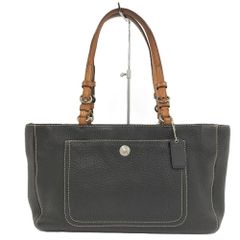 COACH 天然牛革 レザー トートバッグ 黒 オールレザー 9606 y2k - メルカリ
