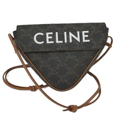 CELINE トライアングル ショルダーバッグ トリオンフ マカダム柄 PVC レザー ブラウン