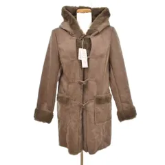 PREFERIR ダッフルコート フード ノーカラー ミドル丈 無地 センターベント 40 茶 ブラウン ベージュ 10942 ■ECA003