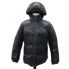 ユニクロ UNIQLO ダウンジャケット 上着 ナイロン L 黒 ブラック フード付き 無地 ジップアップ ミドル丈 /YS6 ■ECB003