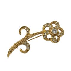 ディオール Dior ラインストーン リボン ヴィンテージ ブローチ