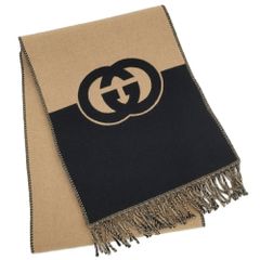 新品未使用】Gucci インターロッキングG ウールカシミア スカーフ 