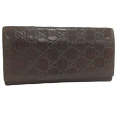 極美品✨GUCCI シマ 長財布 ロゴプレー 257303 レザー ブラウン - メルカリ