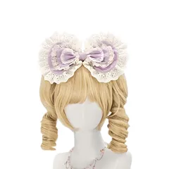 【数量限定】ロリーレースレディースリボンカチューシャ 髪飾り 蝶結び付きヘアアクセサリー フリルコスプレ系 萌え系おしゃれ お人形 茶話会 パーティー lolita メイドおしゃれ コスプレかわいい ヘッドドレス (むらさき-C)