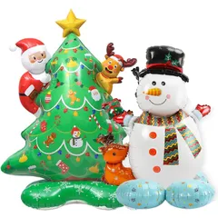 【新着商品】クリスマス バルーン 飾り 2個 風船 特大 高さ120cm サンタクロース 雪だるま クリスマス飾り 装飾品 パーティー 飾り付け 雰囲気満点 小道具 店舗 家庭用 デコレーション用小物