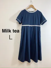 Milk tea ミルクティー ワンピース 授乳服 マタニティ ネイビー 半袖 フレア 上品 Dress Navy Maternity Nursing L