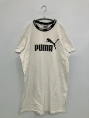 PUMA プーマ ワンピース L ホワイト ショート・ミニ丈 タイト 無地 前面プリント ブランドロゴ 半袖