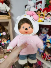 モンチッチ ハローキティ コラボ ぬいぐるみ ピンク フードT