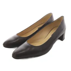 ファビオルスコーニ FABIO RUSCONI パンプス アーモンドトゥ チャンキーヒール レザー 38 黒 ブラック /AN60