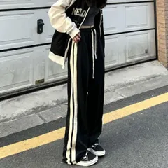 【在庫限り】サイドライン ジャージ パンツ ワイドパンツ レディース スポーツパンツ ロングパンツ