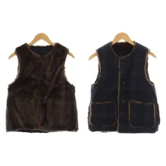 エンジニアードガーメンツ Engineered Garments Over Vest リバーシブル ベスト ジャケット チェック柄 ファー XS 緑 茶 /BM