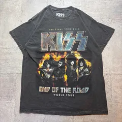 O-1242 ミュージック KISS End of the Road World Tour キス グラフィックプリントバンドTシャツ サイズS