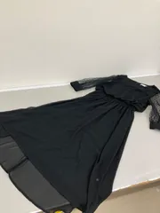 送料無料★LACE LADIES★ロングスカートワンピース　ドレスワンピース　長袖シャツワンピース★Lサイズ★ブラック　#80420sj97