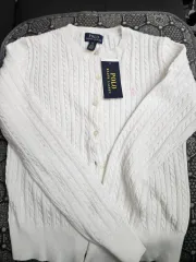 POLO RALPH LAUREN ポロラルフローレン ケーブルニット カーディガン 白