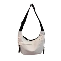 【新品】 [songhe] ショルダーバッグ キャンバストート大容量 軽量 トートバッグ レディース メンズ 男女兼用斜めかけバッグ ファスナー付き 無地 帆布 (ホワイト)