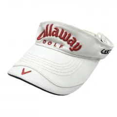 【美品】キャロウェイ サンバイザー 白×レッド ロゴ刺しゅう 裏地メッシュ レディース フリー ゴルフウェア Callaway
