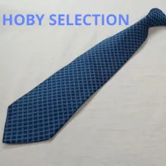 ホビーセレクション　ネクタイ　青 紺　チェック柄　絹【n3052】