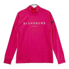 St ANDREWS長袖モックネックシャツMピンク系ハイネックストレッチ